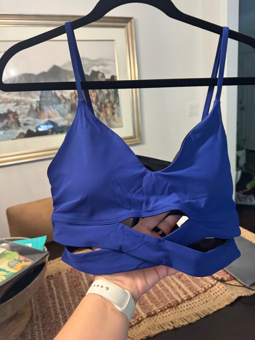 lululemon athletica royal blue cutout strappy sports bra